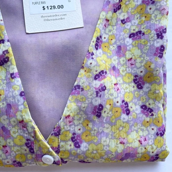 ✨NWT✨ THE EAST ORDER Arlo Floral Short Sleeve Top in Purple Rain Sz S - Picture 10 of 11
